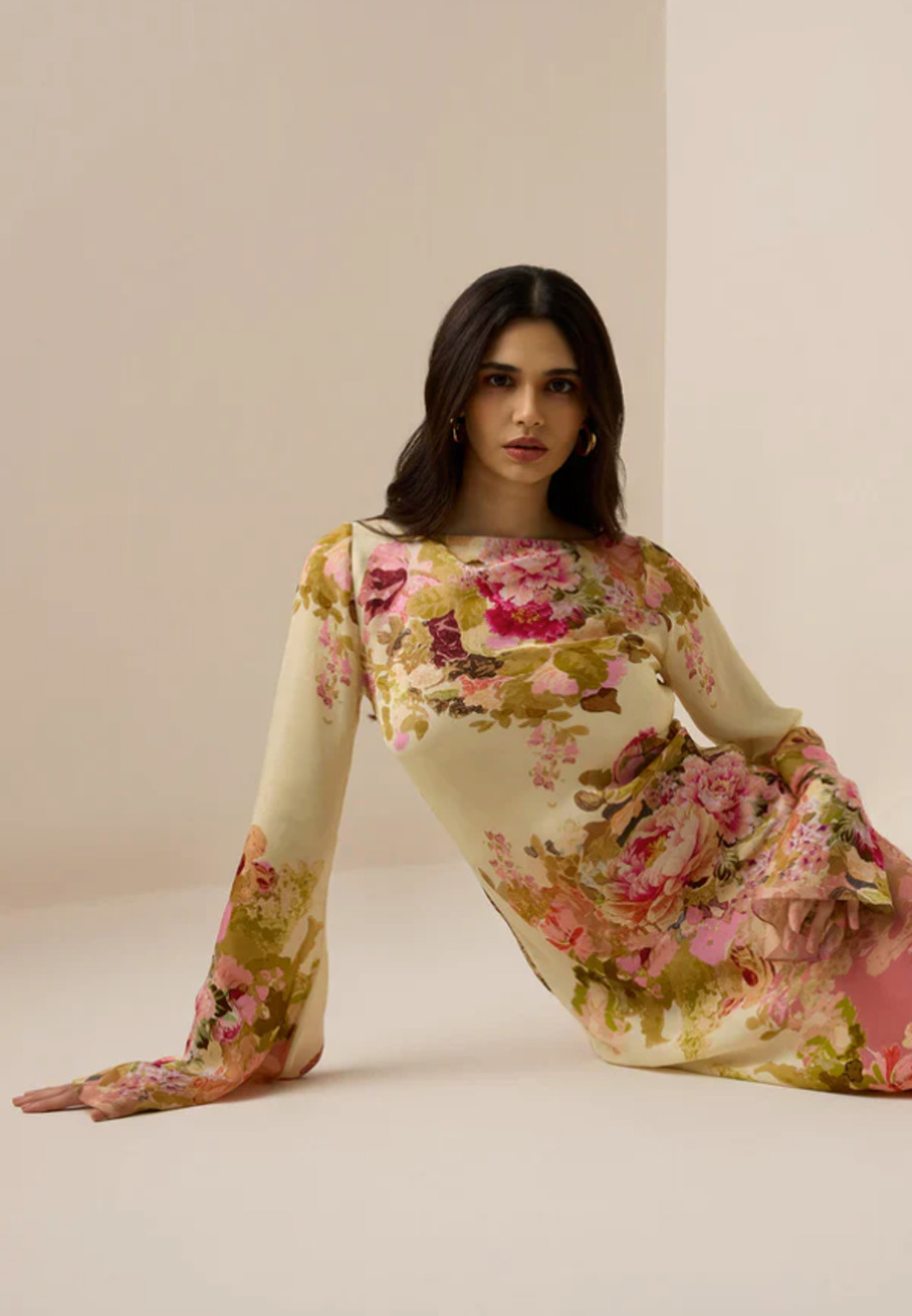 Sama long dress by Hernant & Nandita beautiful floral garden maxi dress xs